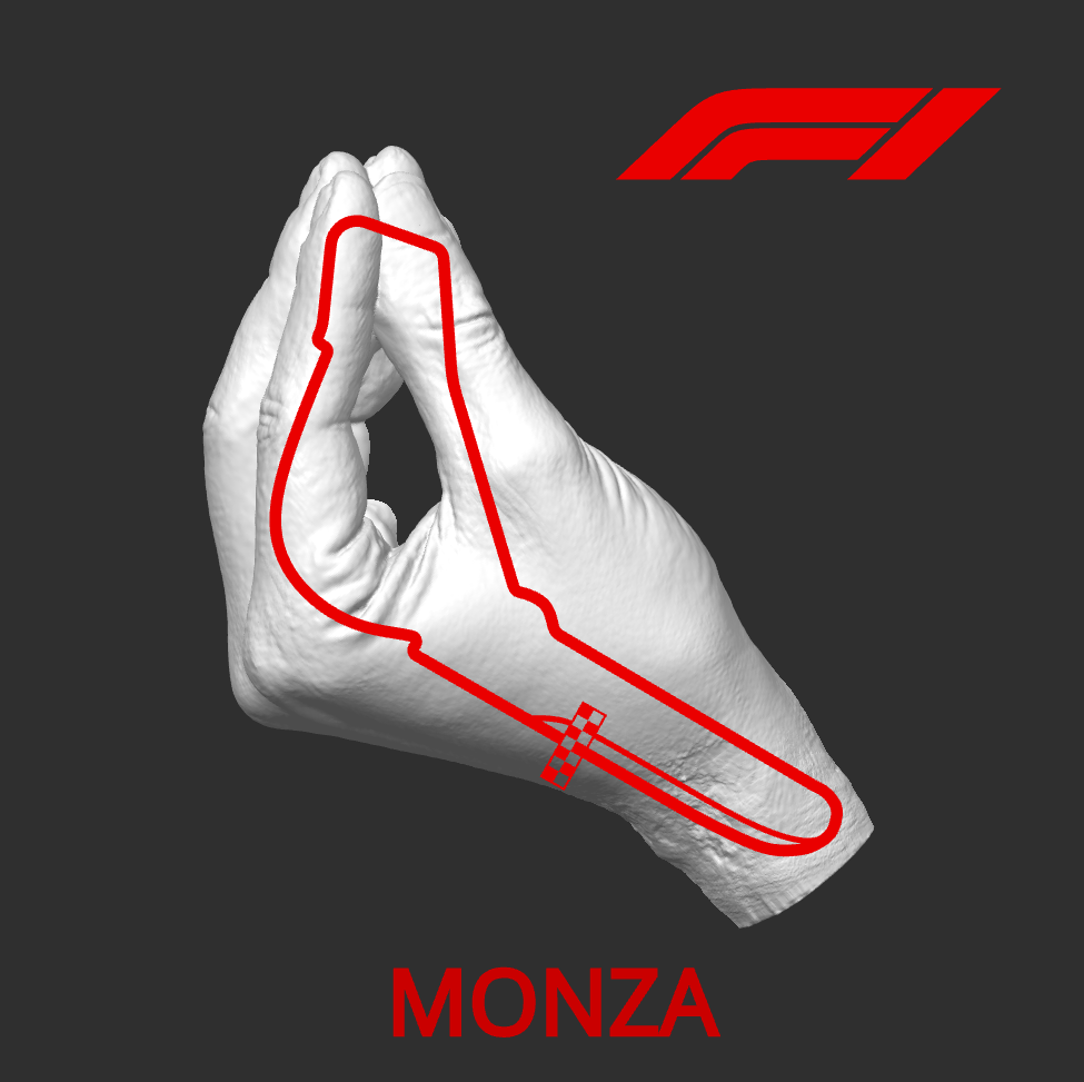Formula 1 Monza Italian Hand Gesture Wall Art - Formula 1 Circuit Decor Gift